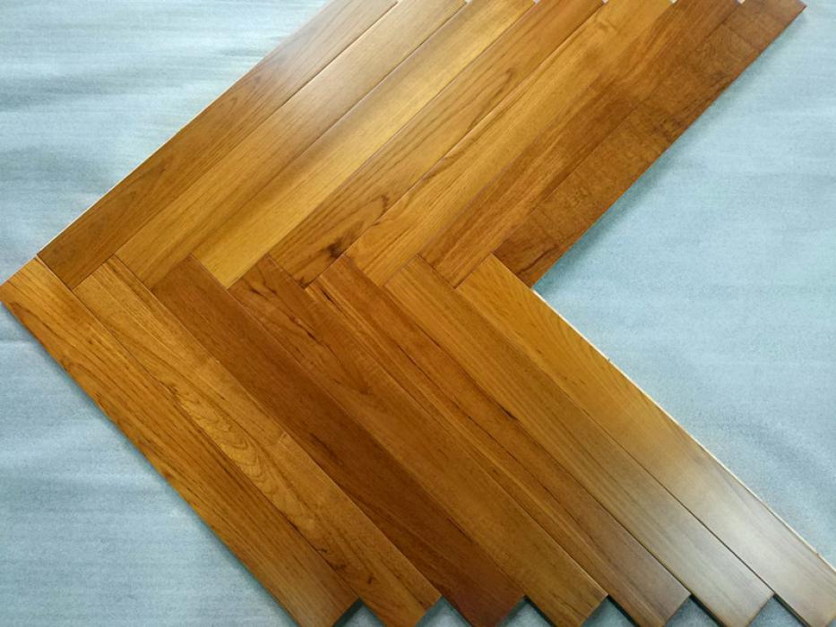 Teak herringbone engineered flooring