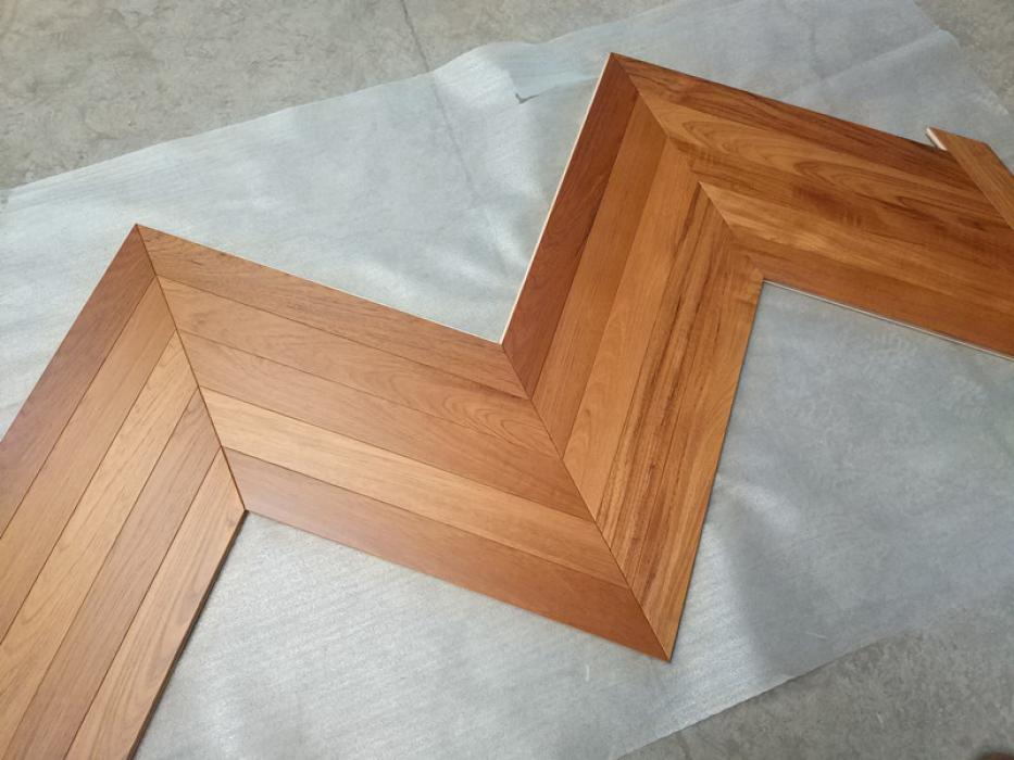 Teak chevron engineered flooring