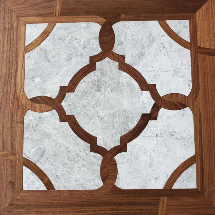 oak stone inlay designed parquet