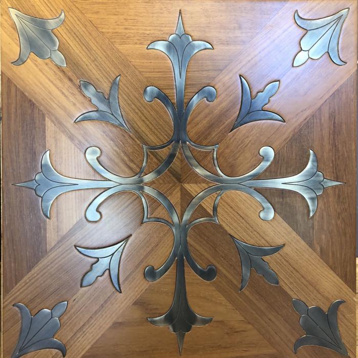 oak brass inlay designed parquet