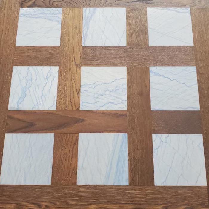 oak stone inlay designed parquet