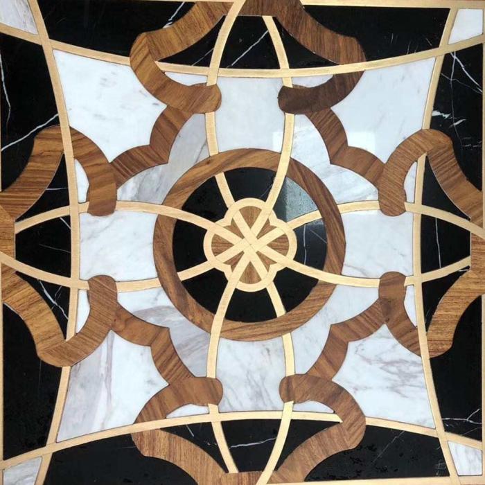 oak stone inlay designed parquet